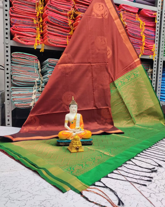 Maroon Cotton Kalamkari Saree