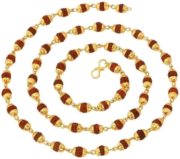 Rudraksh chain mala gold plated chain