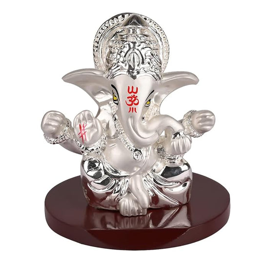 Silver Plated Four Hands Lord Ganesha Statue