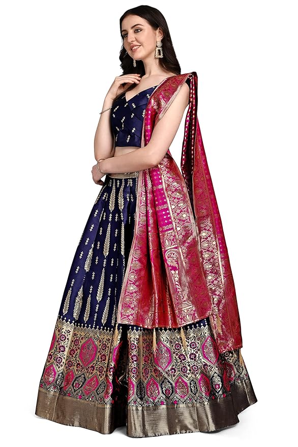 Jacquard Semi-Stitched Lehenga choli