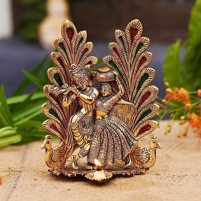 Peacock Design Radha Krishna Idol