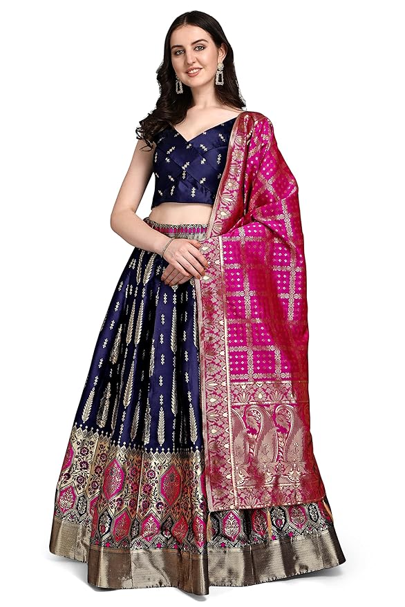 Jacquard Semi-Stitched Lehenga choli